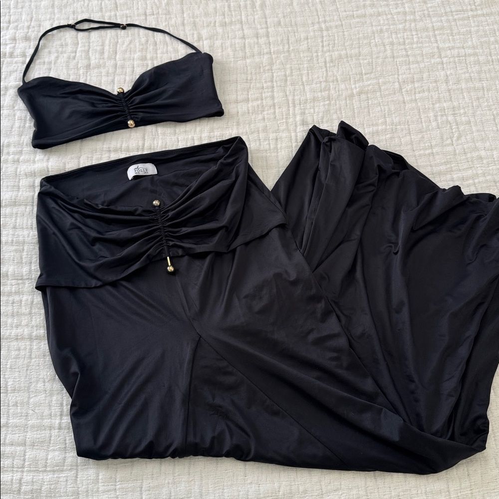 Oh Polly Black Ruched Skirt Set - Picture 3 of 11